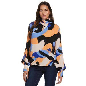 ELLA Rafaella Plus Size Keyhole Long Sleeve Blouse Orange Size 2X MSRP $99